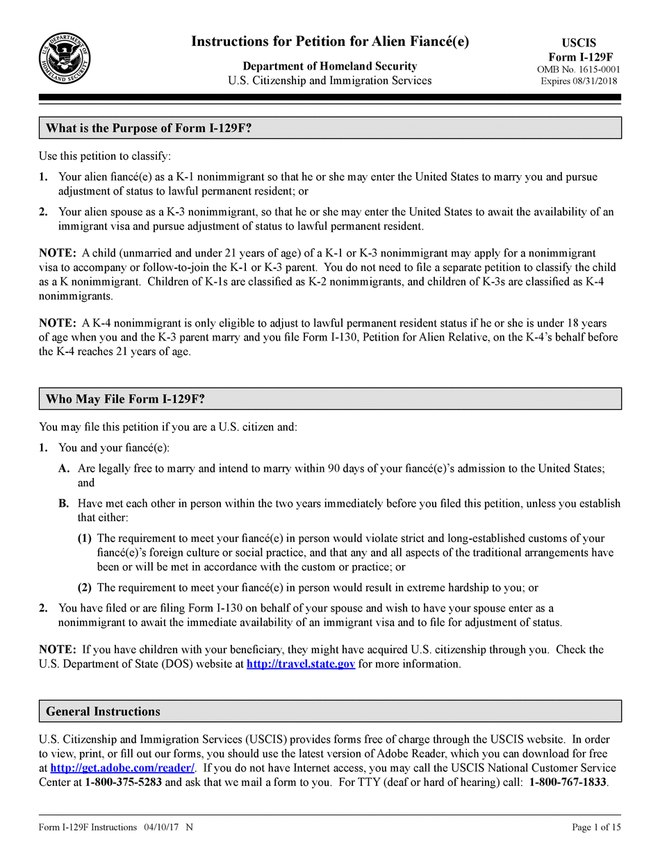  Form 129f Instructions 2017-2024