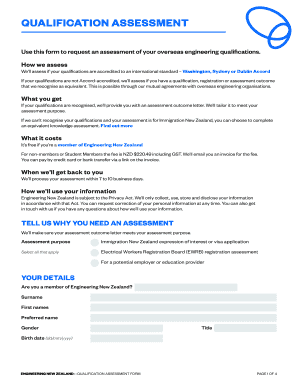 Qualification Assessment Engineering New Zealand  Form