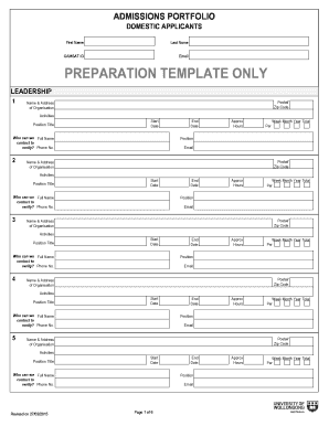 Uow Portfolio  Form