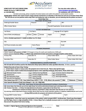 Novasom Sleep Study Order Form