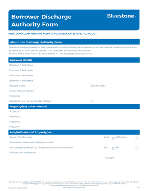 Bluestone Discharge Authority  Form