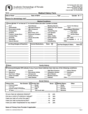  Medical History Form Acadderm Com 2010