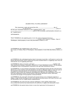 SHARED WELL WATER AGREEMENT  Form