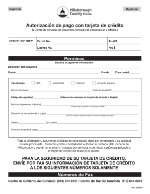 Credit Card Authorization Form in Spanish