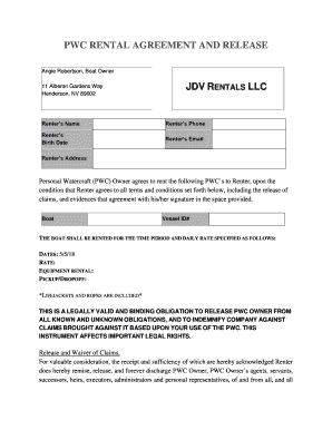 PWC RENTAL AGREEMENT and RELEASE  Form