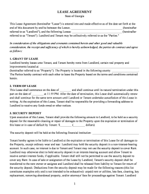 Georgia Residential Lease Agreement Landlord Lease Forms