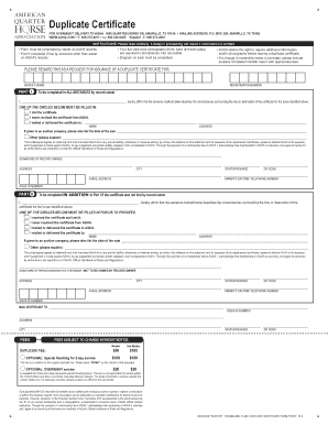  Duplicate Certificate AQHA 2017