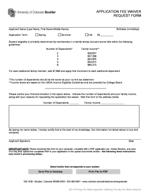  Colorado Application Fee Waiver 2016-2024