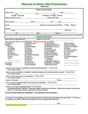 Welcome to Seven Hills Endodontics  Form