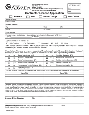 Contractor License Application Arvada Org  Form