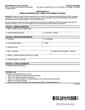  Prior Authorization Drug Attachment Padga, F 11049 Wisconsin 2016-2024