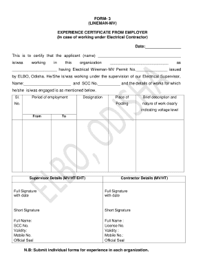 Elbo Experience Certificate Format