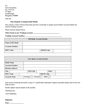 Fyers Bank Account Change  Form