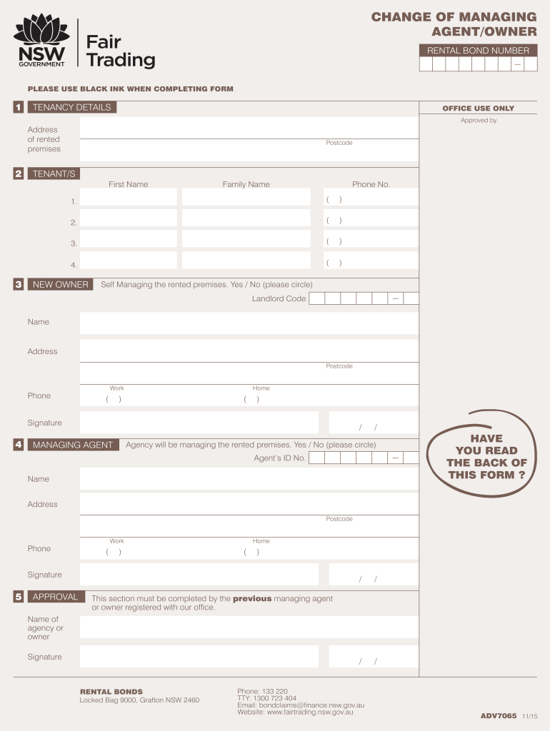  Nsw Form Change Managing Agent 2015