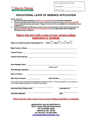 Harris Teeter Educational Leave Form