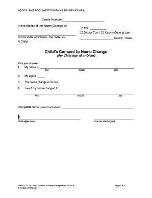 Child&#039;s Consent to Name Change Filed by Both Parents Name Change Minors Both Parents File  Form
