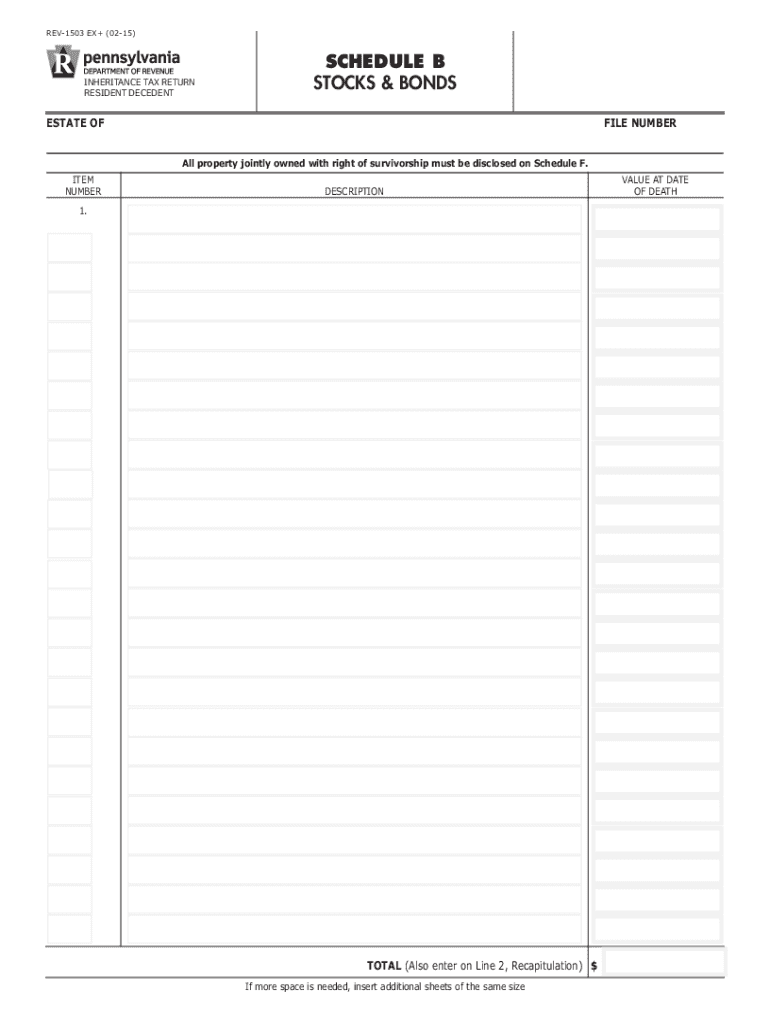  Schedule B Stocks & Bonds REV 1503 FormsPublications 2015-2024