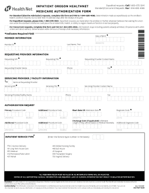  Inpatient Medicare Prior Authorization Fax Form 2017-2024