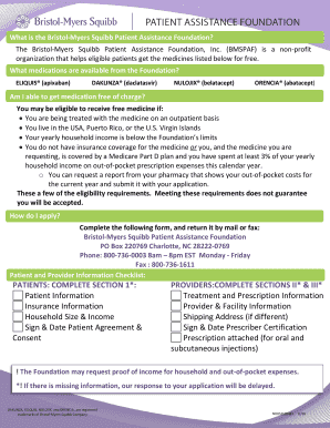 Bristol Myers Squibb Patient Assistance Form