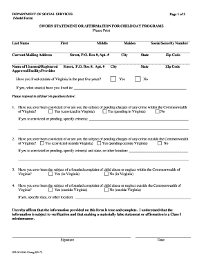  Va Sworn Statement Form 2017-2024