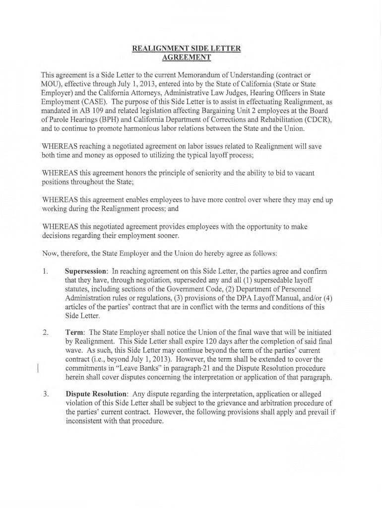 Side Letter Template DOC Form