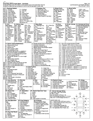 Texas Police Report Codes  Form