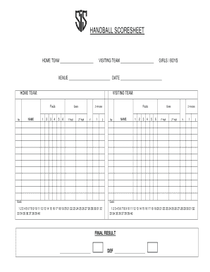  Handball Score Sheet PDF 2017