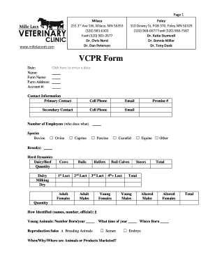 VCPR Form Mille Lacs Veterinary Clinic