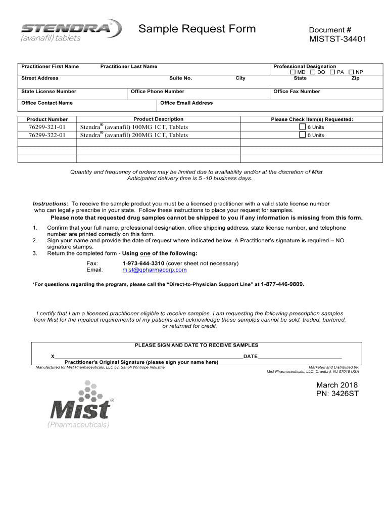   MISTST 34100 Sample Request Form Document 2018