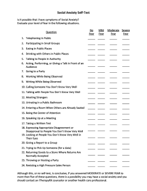 Social Anxiety Disorder Guide Test, Symptoms, Causes &amp; Treatment  Form