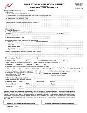 Bsnl New Connection Form PDF