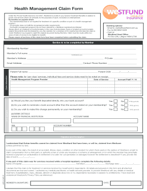 Westfund Claim Form