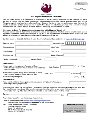 City of Phoenix Sewer Fee Adjustment Form