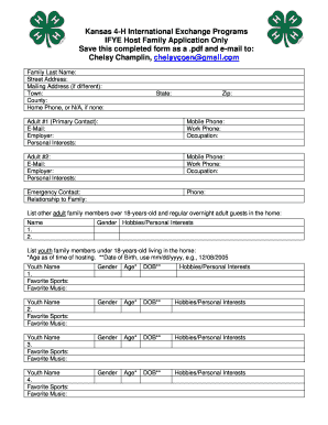 IFYE Host Family Application Only  Form