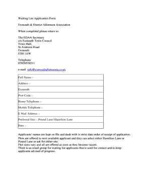 Exmouth Allotments  Form