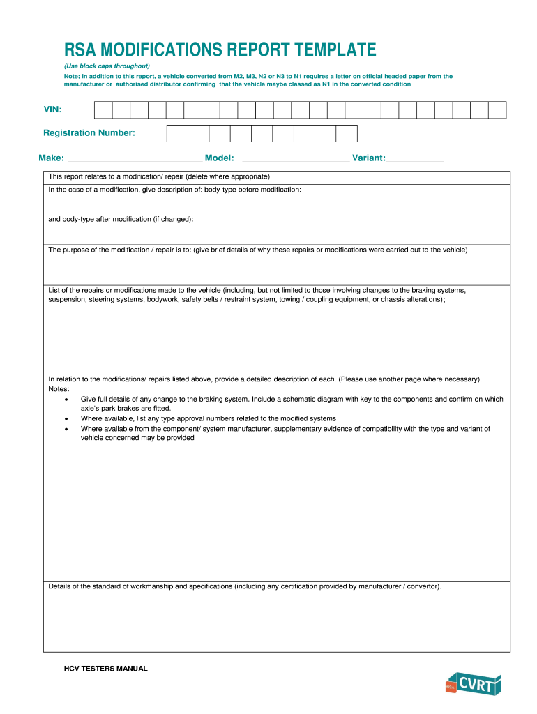 Rsa Modification Report  Form