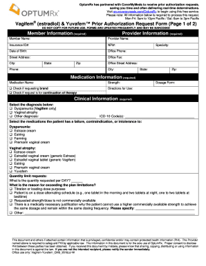 & Yuvafem Prior Authorization Request Form Page 1 of 2