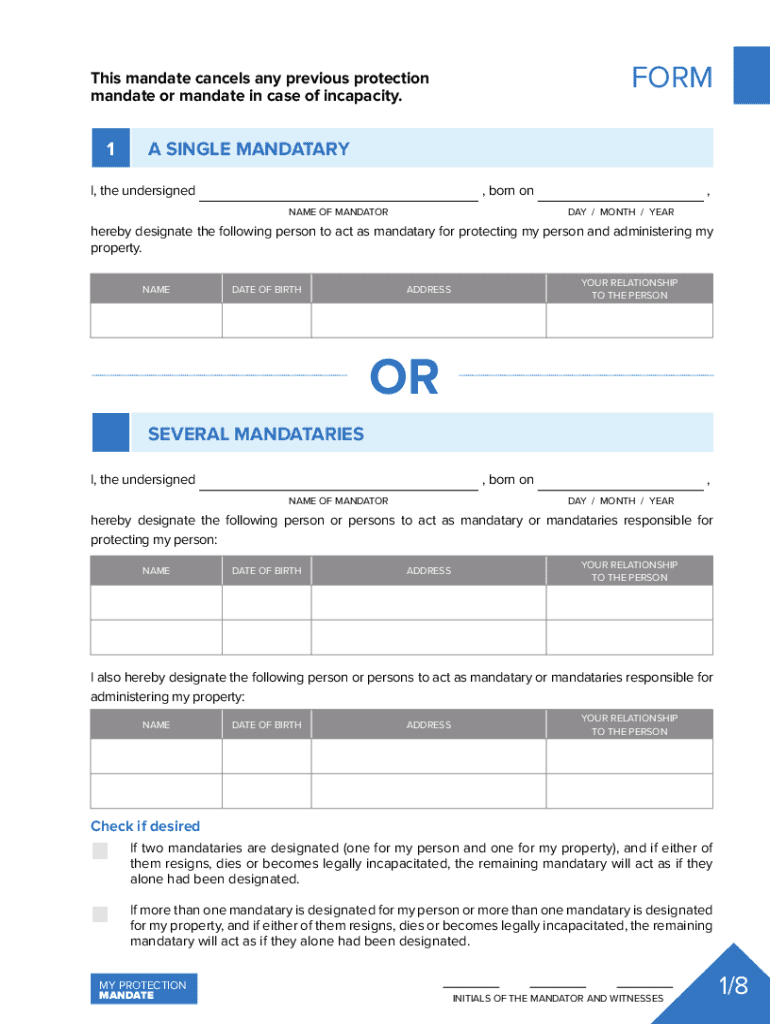  Form My Protection Mandate 2018