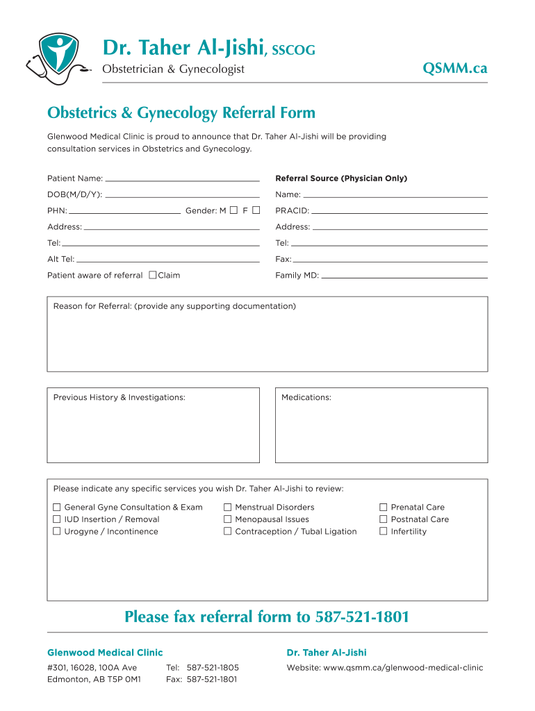 QSMM Dr Taher Al Jishi OBGYN Referral Form 10 31 QSMM Dr Taher Al Jishi OBGYN Referral Form 10 31