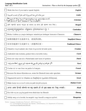 Language Identification Card  Form