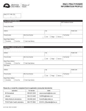  RNC Practitioner Information Profile RNC Practitioner Information Profile 2013