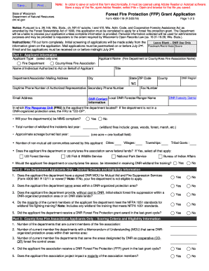  Form 4300 119 Forest Fire Protection FFP Grant Application 2018