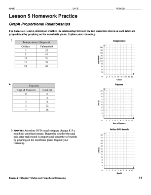 Lesson 5 Homework Practice Graph Proportional Relationships  Form