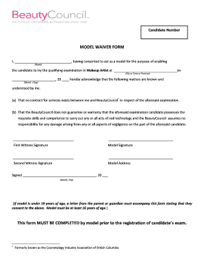 Makeup Artist Waiver Form