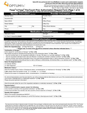 Fiasp &amp; Fiasp FlexTouch Prior Authorization Request Form Page 1 of 2