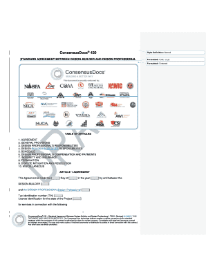 STANDARD AGREEMENT between DESIGN BUILDER and DESIGN PROFESSIONAL  Form