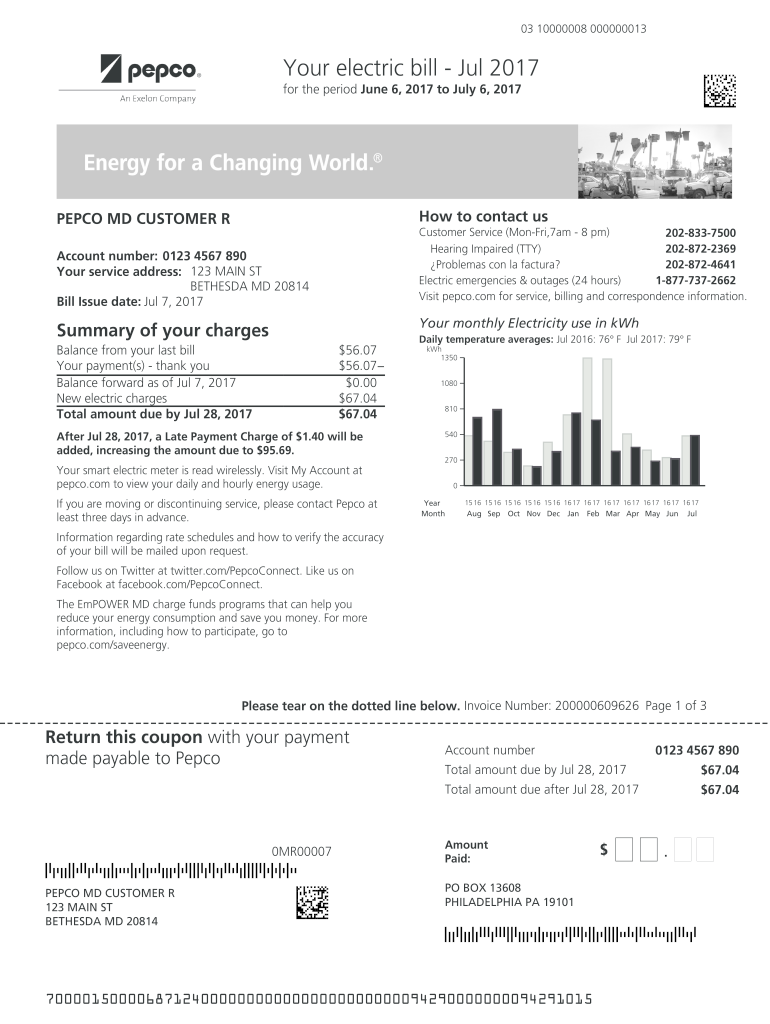 DOC 098 PEPCO View Sample Bills PDF for Pepco MD Customer  Form