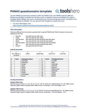 Panas Test Online  Form