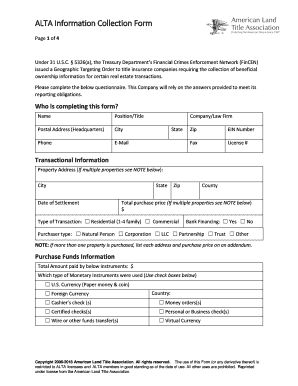 Alta Information Collection Form