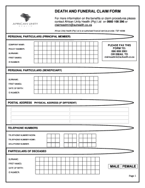 African Unity Claim Form